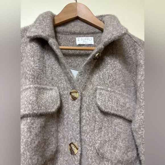 Z Supply Heather Latte Oversized Tucker Jacket - Small - Picture 14 of 16